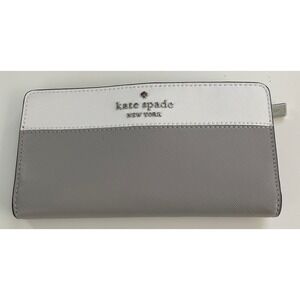 Kate Spade Staci Large Slim Bifold Wallet Nimbus Grey Colorblock WLR00122 NEW